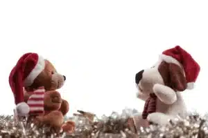 peluche in clima natalizio per rappresentare che gli animali non sono giocattoli