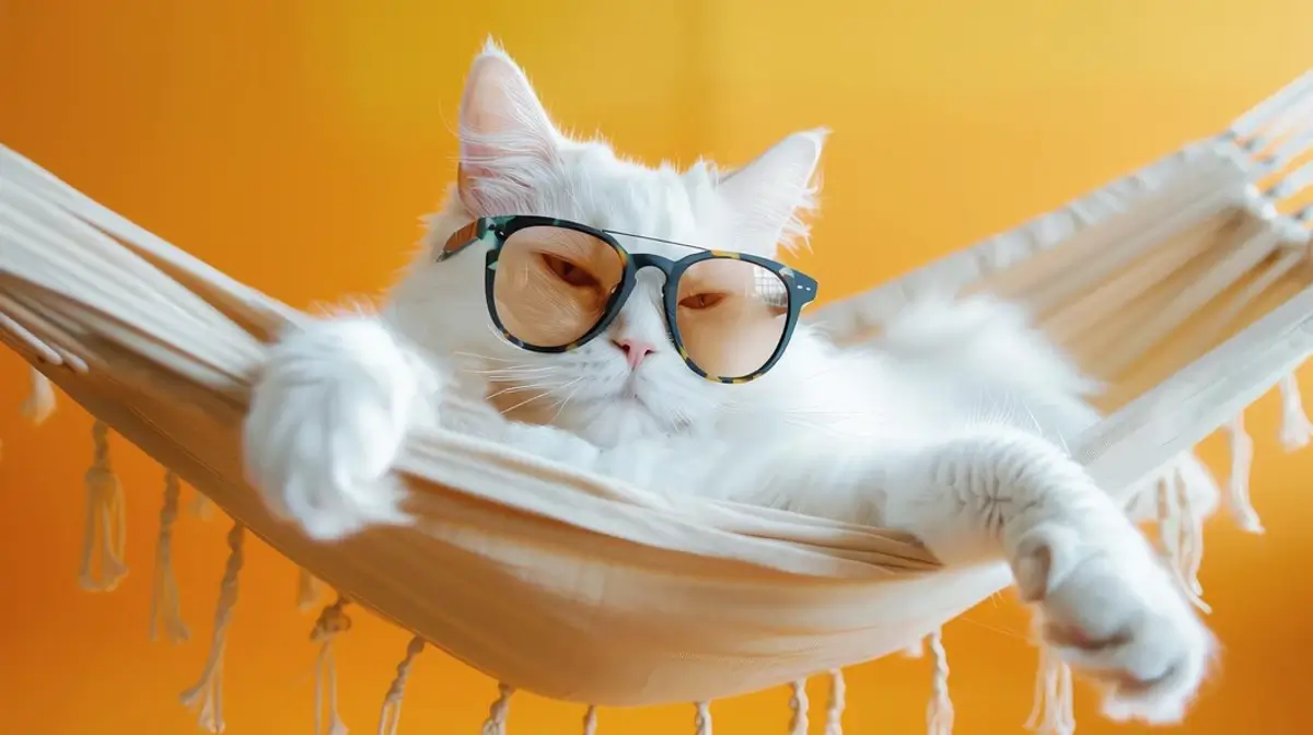 foto di gatto rilassato su un'amaca in estate